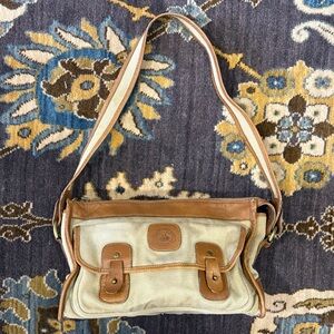 Vintage Brahmin Canvas and Leather Shoulder Purse